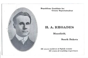 H.A. Rhoades Republican Canidate for County Superintendent, Mansfield, South Dak - Picture 1 of 2