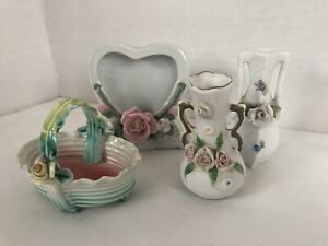 Lot de 4 Miniatures - 2 Vases / 1 Panier / Cadre Photo - Allemagne/Italie