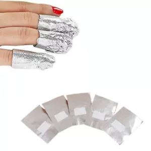 100 Pcs Aluminium Foil Nail Art Soak Off Acrylic Gel Polish Nail Wraps Remover - Picture 1 of 4