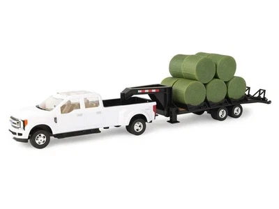 Ford F-350 Dually Truck w/ Trailer & Bales 1:32 Scale Model - ERTL 46631 - Image 1 of 2