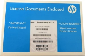 HP RHEL 15 Skt Moonshot 1yr 9x5 LTU K5Q30-63101 K5Q30A - Picture 1 of 1