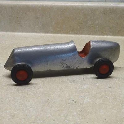 Vintage Cast Aluminum Boat Tail Style Toy Race Car, Open Wheel Racer, 9" - Image 1 of 4