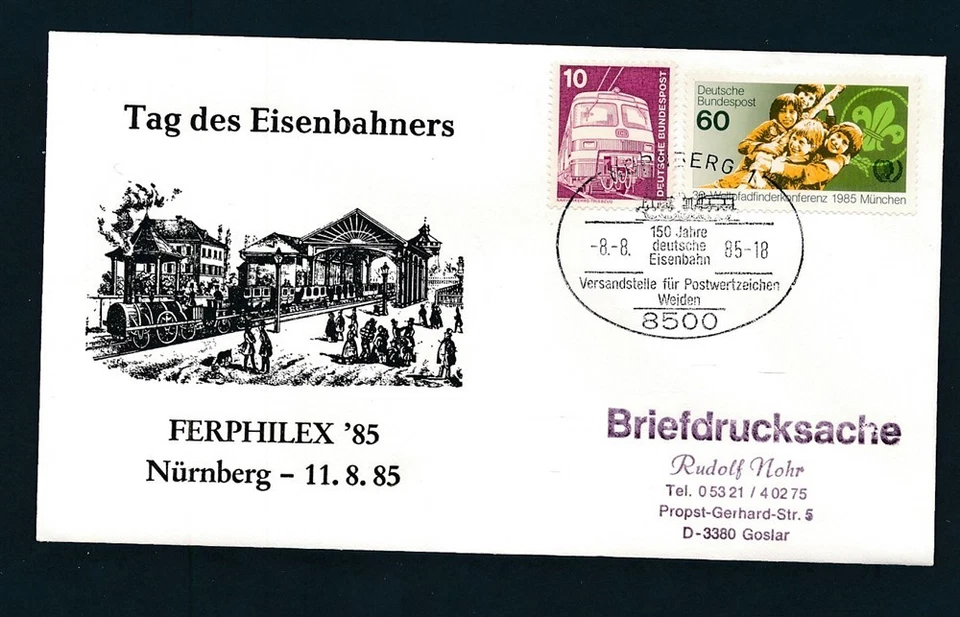 D466601 Alemania Cubierta Ferroviaria Trenes Locomotoras FERPHILEX 1985 Foto 1 de 1