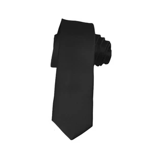 Skinny Black Tie 2 Inch Solid Mens Tie Satin - Picture 1 of 4