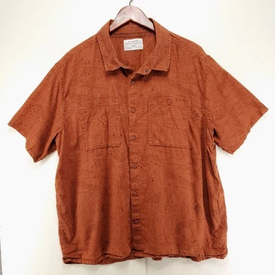 REI Hemp Organic Cotton Shirt Men's XXL Rust Orange Outdoor Print Eco Gorp - Image 1 of 4