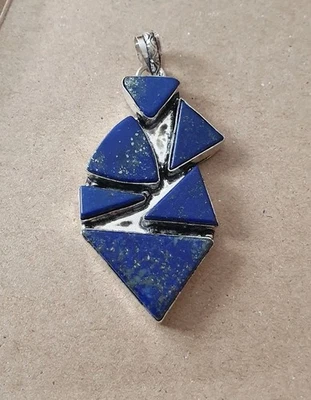 EDELSTEIN Anhänger mit Lapislazuli  Edelstein Blau  7cm 925 Silber - Bild 1 von 3