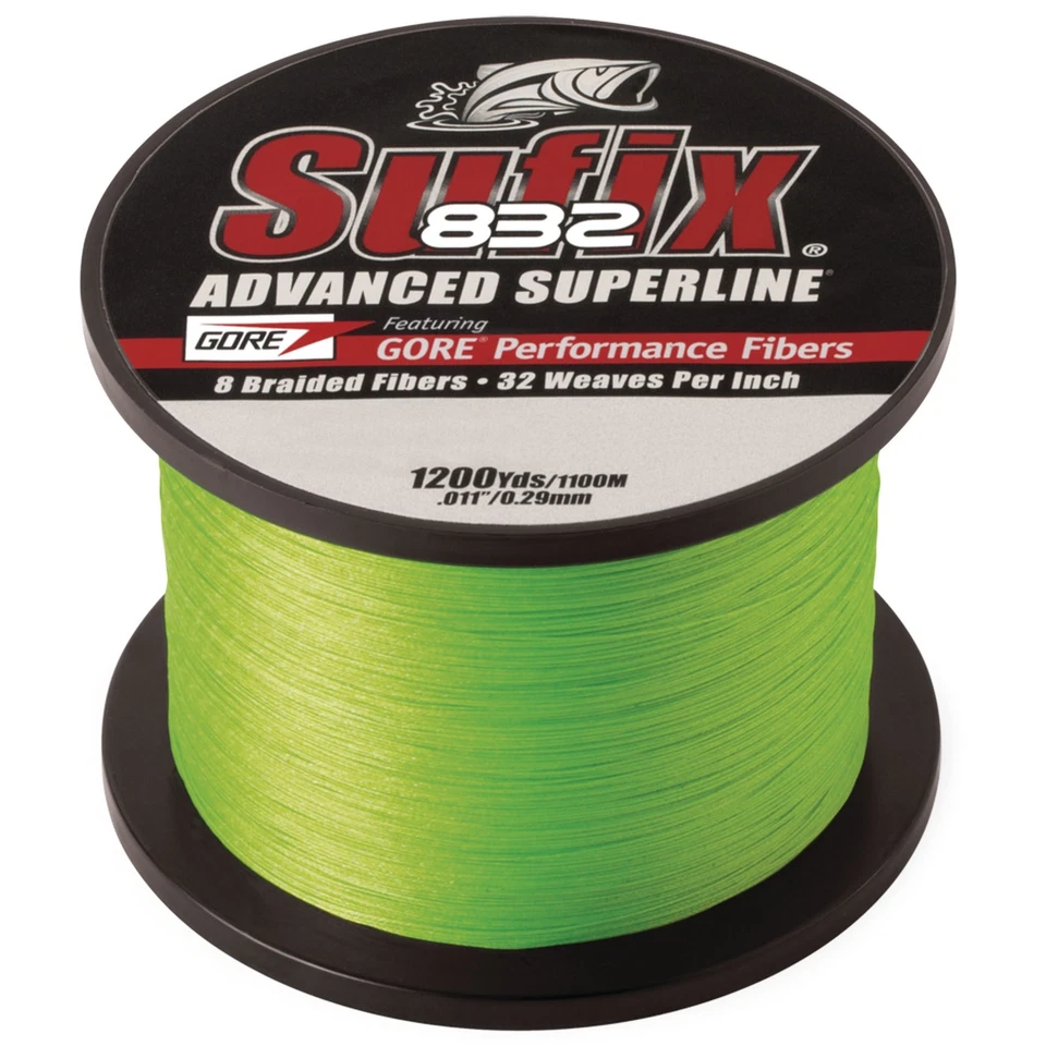 Sufix 832 Advanced Superline Braid 1200 Yards Fishing Line - 20lb Neon Lime