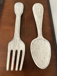 Rustic Kitchen Wall Decor, Fork and Spoon Utensils, Dining Room Breakfast - Picture 1 of 7