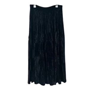 Vintage Scott Taylor black crushed velvet tiered maxi skirt M/L goth whimsigoth - Picture 1 of 7