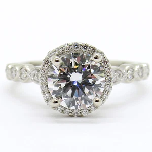 14k White Gold IGICert LabCreated Diamond Round Brilliant 1.50Ct Engagement Ring - Picture 1 of 8