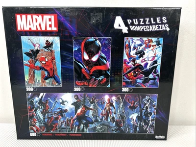 ¡4 puzzles!  Rompecabezas Marvel Spider-Verse 300 y 500 piezas Buffalo Games Usado en Excelente Condición Foto 1 de 4