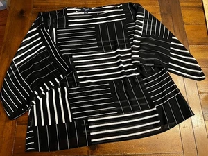 EUC Chaps Damen transparente Bluse Streifen fließend 3/4 Ärmel zum Binden Petite XL - Bild 1 von 3