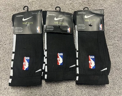 НОВЫЙ! Мужские баскетбольные короткие носки Nike Elite NBA Dri-FIT размер Large 3 пары черные - Изображение 1 из 4