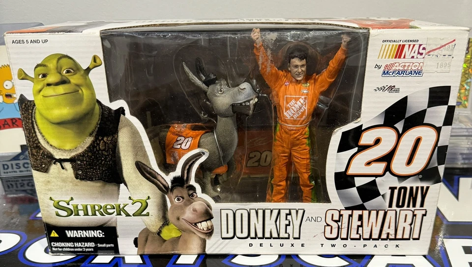 Shrek 2 Tony Stewart #20 Home DEPOT Donkey NASCAR Deluxe Action McFarlane