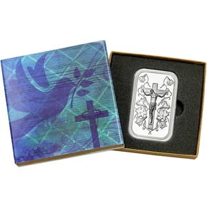 SilverTowne Jesus on the Cross 1oz .999 Fine Silver Bar in Religious Gift Box - Picture 1 of 8
