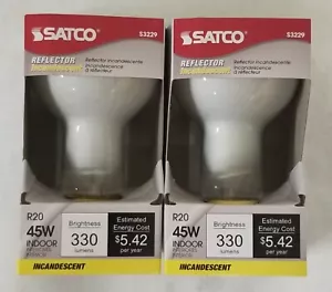 TWO SATCO 45-Watt R20 INDOOR 330 LUMENS REFLECTOR LIGHT BULBS - Picture 1 of 4
