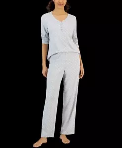Charter Club Damen 2-teiliges weiches Strick Pyjama Set, grau gepunktet, klein neu mit Etikett - Bild 1 von 12