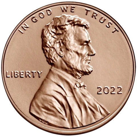 2022 P Philadelphia Mint Lincoln Shield Penny BU (1) Coin from Bank Roll Cover