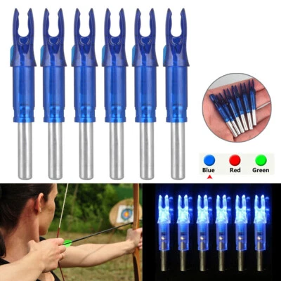 6/12PCS LED Lighted Arrow Nocks Hunting Compound Recurve Bow Archery 6.2mm Tail - Image 1 of 4