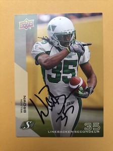 Weldon Brown Signed Saskatchewan Roughriders CFL Card 1
