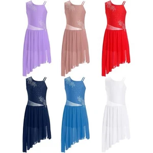 Kids Girls Unitard National Dress Skating Leotard Bodice Rompers Contemporary - Picture 1 of 45