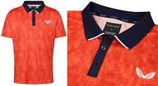 Castore Golf Graphic Golf Polo Shirt - LARGE ONLY - Geo Print - ORANGE -- RRP£55