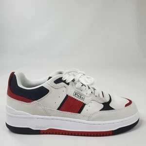 Polo Ralph Lauren Masters Sport Leder Sneaker Herren Gr. 11,5 rot blau creme $ 209 - Bild 1 von 16