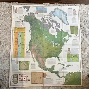 Vtg 1972 National Geographic Map, Indians of North America before Columbus - Foto 1 di 2