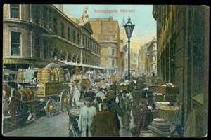BILLINGSGATE U.K. MARKET POSTCARD - Picture 1 of 1