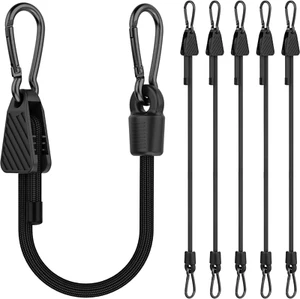 Adjustable Bungee Cords with Hooks, 6 Pack Heavy Duty 12 inch-6 pcs, Black - Picture 1 of 8