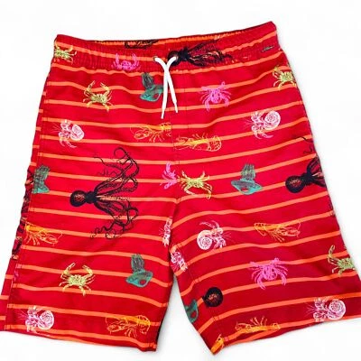 Lands End Youth Swim Trunks Red Ocean Theme Print Size XL (18-20) - Image 1 of 4