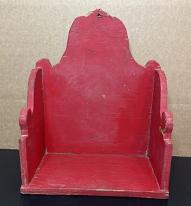 Wood Red Shelf Distressed Farm House Rustic Primitive Wall Option Plant Stand - Picture 1 of 17