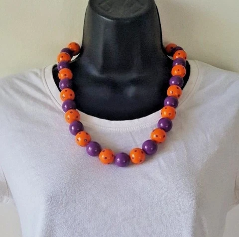 CLEMSON TIGERS BEADED POLKA DOT NECKLACE 11" GAMEDAY JEWELRY (24005) Cover