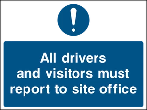 Construction Site Safety Sign - Drivers and Visitors - Blue - Picture 1 of 1