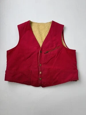 60s Carter’s Workwear Sherpa Lined Denim Vest Medium Vintage Canvas - Image 1 of 4
