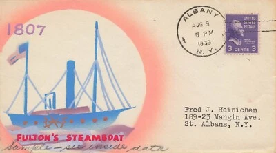 US 807 NIM Risko Art Hand Painted Event Cover Fulton's Steamboat - Image 1 of 2
