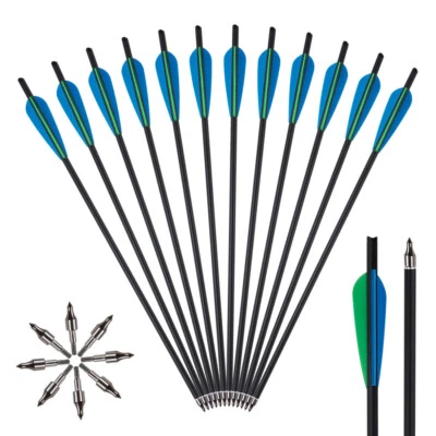 12Pcs 20inch Carbon Crossbow Bolts Half Archery Moon Nock for Hunting Shooting - Image 1 of 4