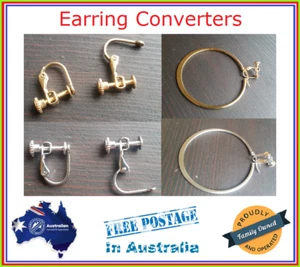 Pair Clip On Screw Earring Hoop Converters DIY Jewellery Making Non Pierced NEW - Picture 1 of 8