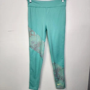 NIKE Youth Dri Fit Tight Fit Green Leggings Training Workout pants XL Girls  - Picture 1 of 8