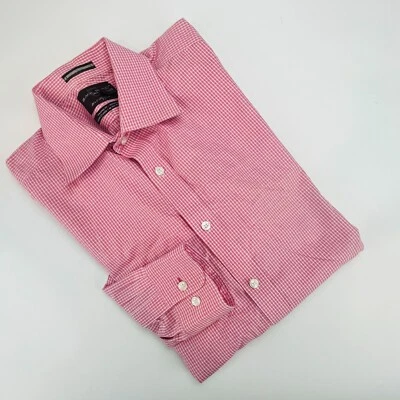 Black Brown Dress Shirt Mens Red White 16.5 32/33 Non Iron Tailored Fit Nice! - Image 1 of 4