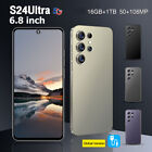 Brandneu 6,8" S24 Ultra 5G Smartphone Dual SIM Android entsperrt Telefon 16GB+1TB