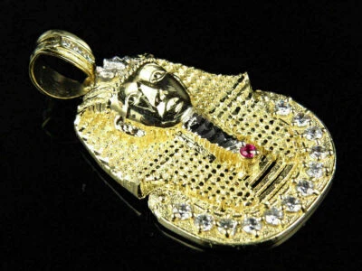1.60 Ct Moissanite Egyptian Pharaoh King Tut Pendant 14K Yellow Gold Plated - Image 1 of 3