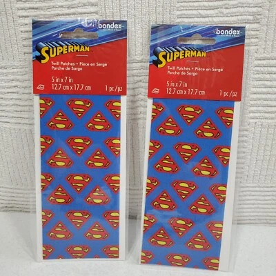 (2) DC Comics SUPERMAN Wilton Bondex 5" x 7" Iron-On Twill Patch NEW! - Image 1 of 3
