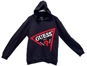GUESS Long Sleeve Pullover Hoodie Active Top Navy Blue Oversize Fit Youth 14 NWT - Picture 1 of 4