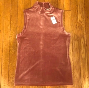 Gap Pink Velvet Mock Neck Velour Tank Top Women's XS Sleeveless Blouse NEW NWT - Picture 1 of 6