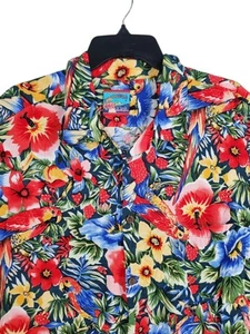 Vtg Joe Kealoha Reyn Spooner Shirt L Floral Hibiscus Parrot Vibrant Tropical AOP - Picture 1 of 8