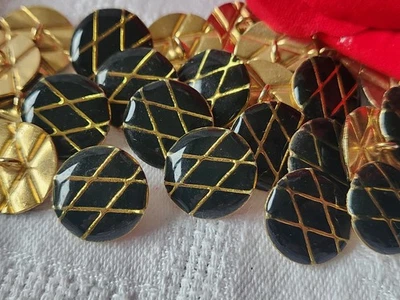 Lot 10 Buttons Vintage Metal Golden Black Light Shank 1,4 CM Reference 1511 - Image 1 of 4