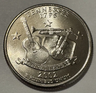 2002-P Tennessee State Quarter 25cent Coin from US Mint Set. Uncirculated BU - Image 1 of 4