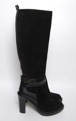 Sergio Rossi Women Black Booties Suede Leather Casual Knee High Boots Sz EU 39.5 - Image 1 of 4