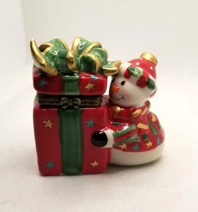 Snowman Ceramic Trinket Box - Picture 1 of 6
